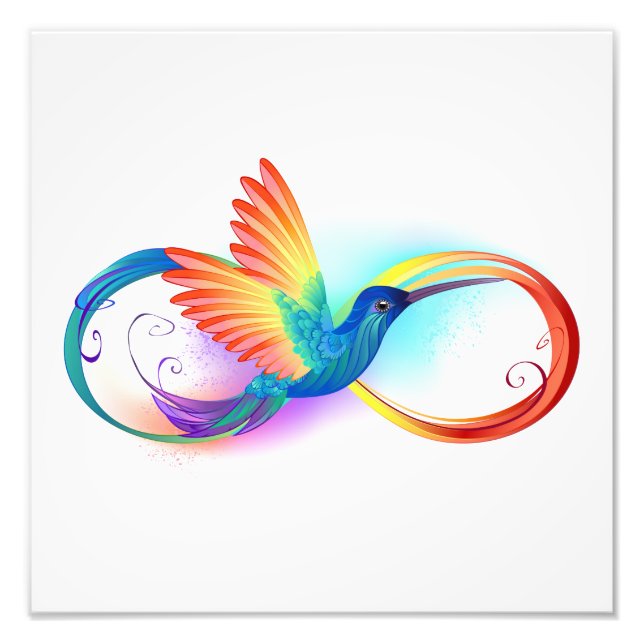 Impression Photo Colibri arc-en-ciel avec symbole Infinity (Devant)