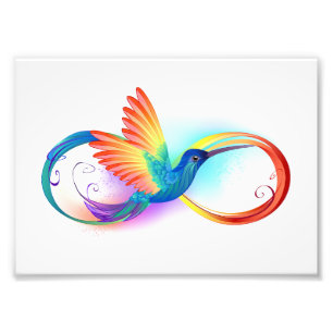 Impression Photo Colibri arc-en-ciel avec symbole Infinity