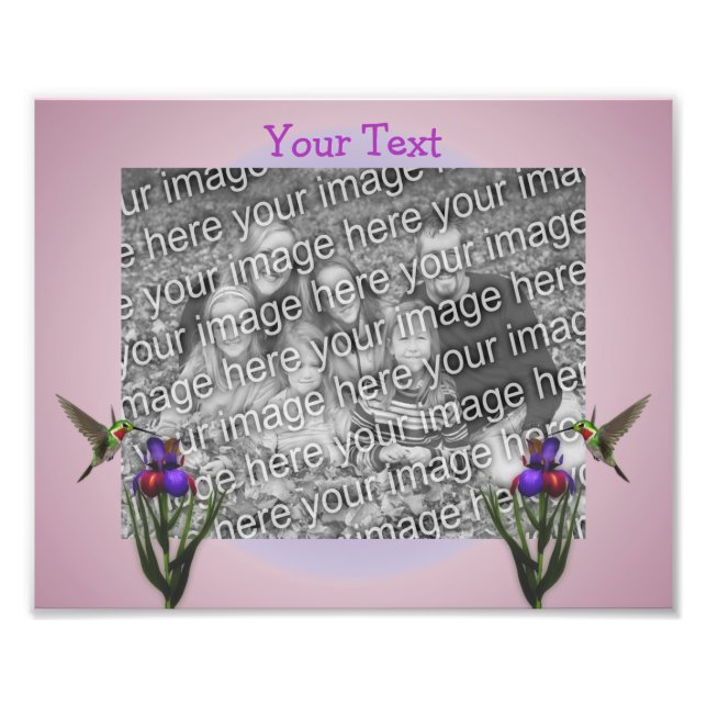 Impression Photo Colibri Et Fleur Iris Créez Votre Propre (Devant)