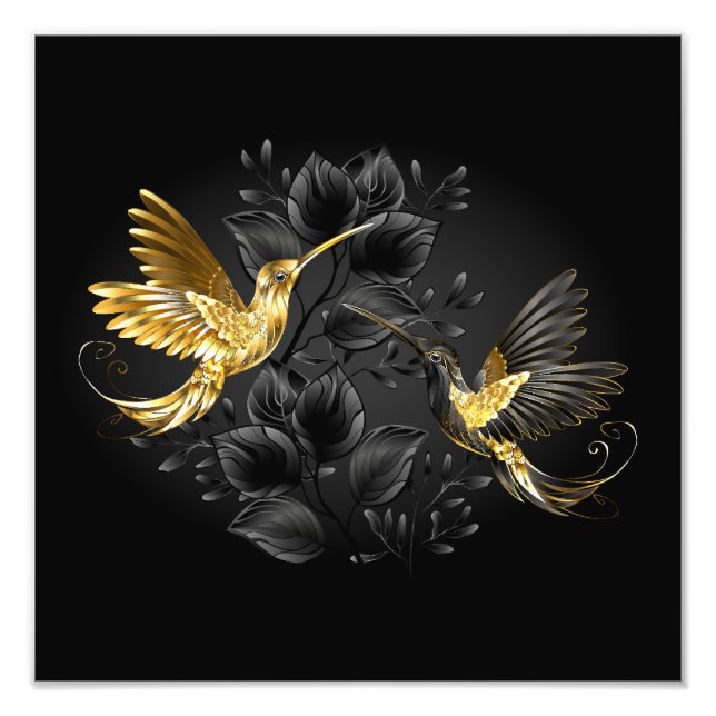 Impression Photo Colibri noir et or (Devant)