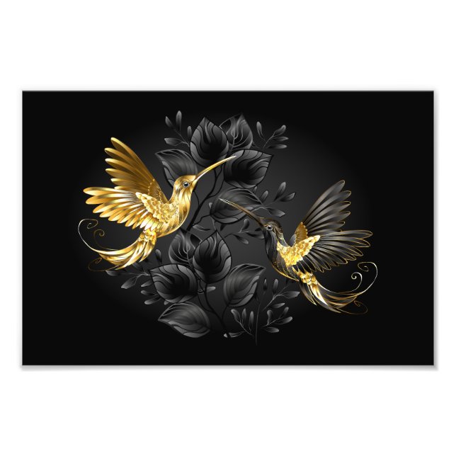 Impression Photo Colibri noir et or (Devant)