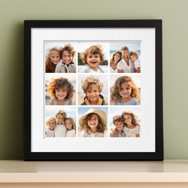Impression Photo Collage de 9 Carrés - Retour blanc (Frameable Photo Collage Photo Print)