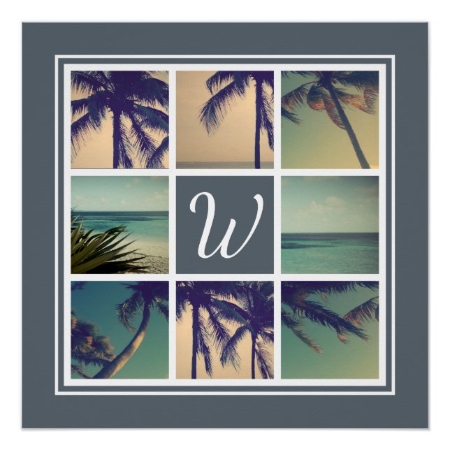 Impression photo collage poster avec monogramme pe (Devant)