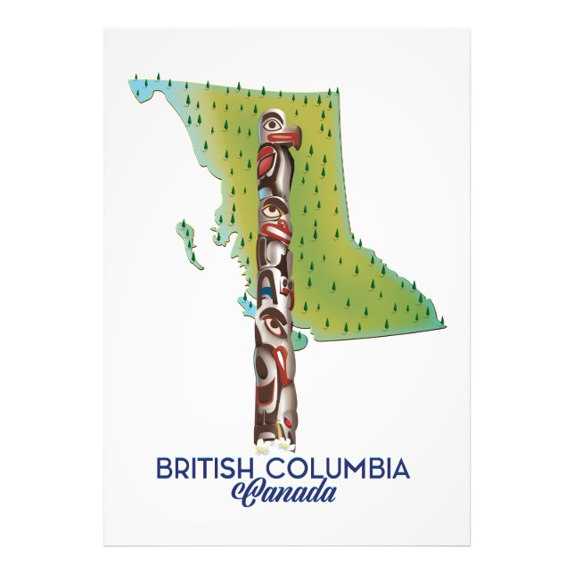 Impression Photo Colombie-Britannique Carte du Canada. (Devant)