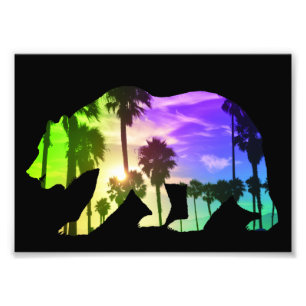 Impression Photo Coloré California Bear Beach Paysage Palms Soleil