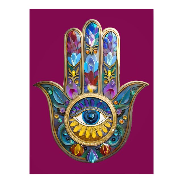 Impression Photo Colorful Petals Leaves Hamsa Sapphire Third Eye (Devant)