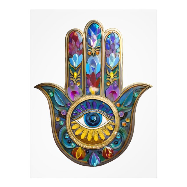Impression Photo Colorful Petals Leaves Hamsa Sapphire Third Eye (Devant)