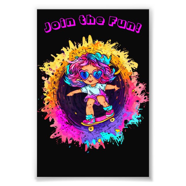 IMPRESSION PHOTO COLORFUL SKATEBOARDING INVITE! (Devant)