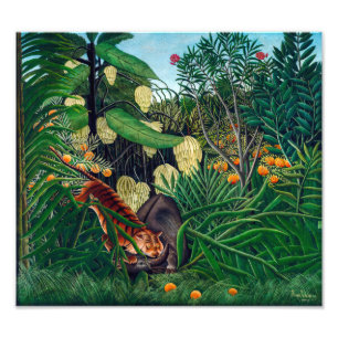 Impression Photo Combat entre un Tigre et un Buffle   H Rousseau  