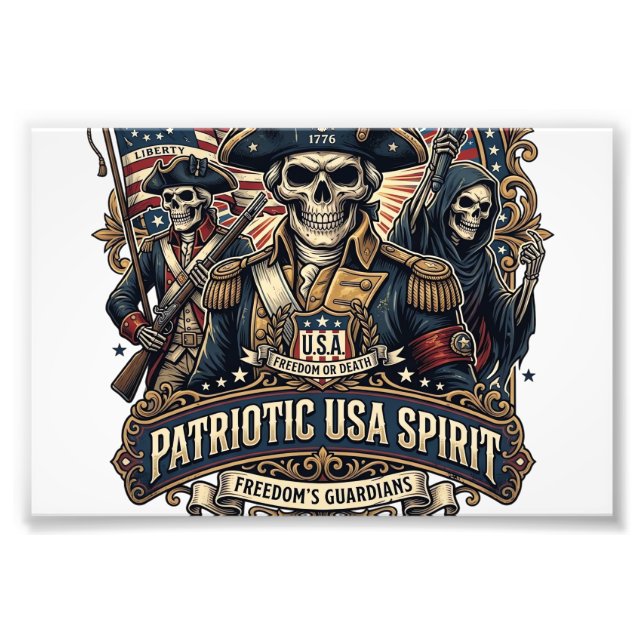 Impression Photo Commandant Colonial Skull Patriotique Sombre Sk (Devant)