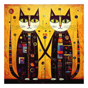 Impression Photo Compagnons Abstraits : Un conte de deux chats