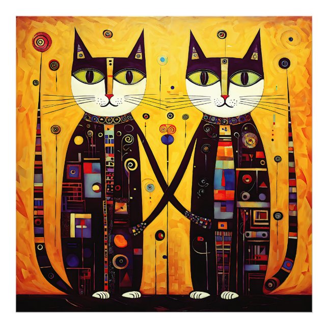 Impression Photo Compagnons Abstraits : Un conte de deux chats (Devant)
