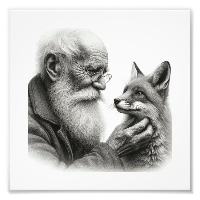 Impression Photo Compagnons gentils : Vieux Homme et Fox Wall Art (Devant)