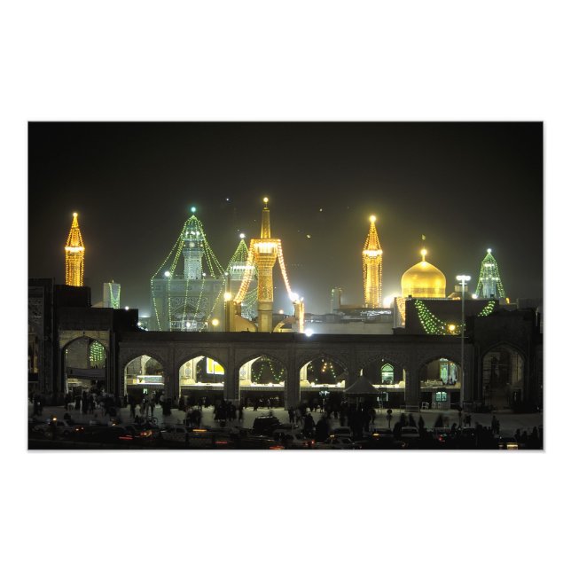 Impression Photo Complexe du sanctuaire de l'Imam Reza la nuit, Mac (Devant)
