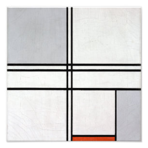 Impression Photo Composition (n° 1) Gris-Rouge Piet Mondrian