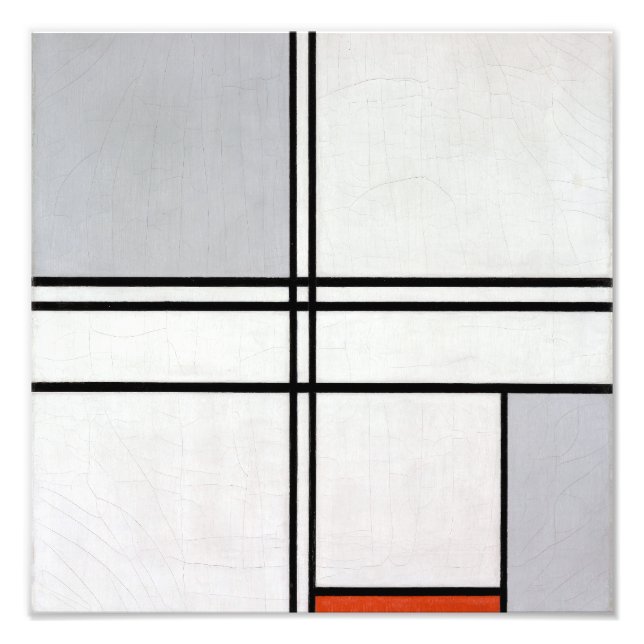 Impression Photo Composition (n° 1) Gris-Rouge | Piet Mondrian | (Devant)