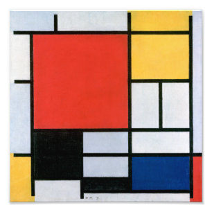 Impression Photo Composition Rouge, Jaune, Bleu, Noir   Mondriaan