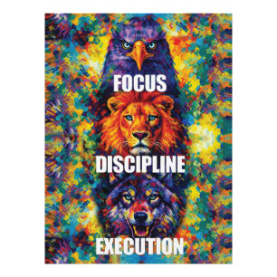 Impression Photo Concentration Discipline Exécution Aigle Lion Loup