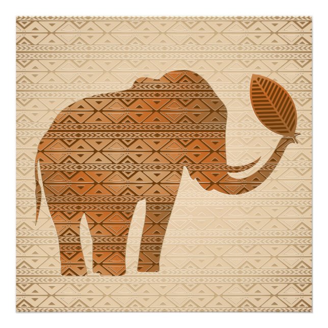 Impression Photo Conception d'art tribal d'éléphant (Devant)