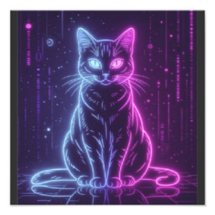 Impression Photo **Conception de chat néon – Art félin futuriste lu