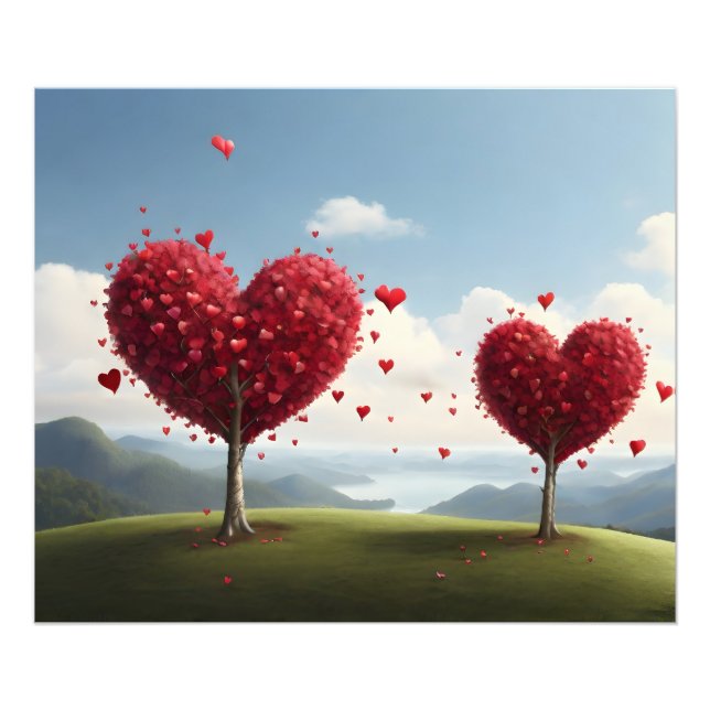 Impression Photo Conception de la Saint Valentin, Coeur sur les arb (Devant)