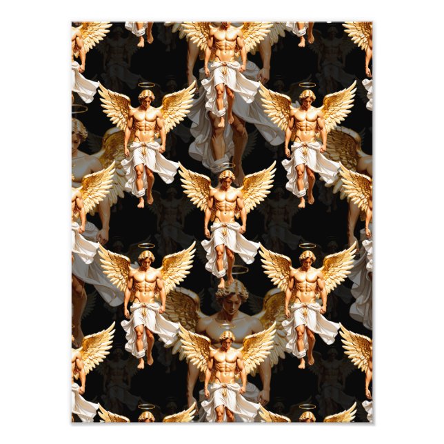 Impression Photo Conception de motif d'anges dorés célestes  (Devant)