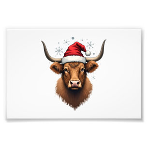 Impression Photo Conception de Noël de vache Highland vintage avec