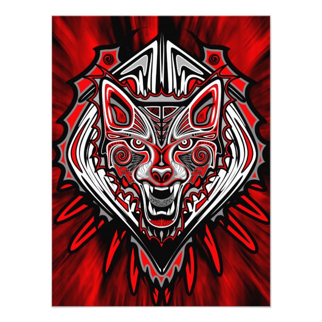 Impression Photo Conception de totem tribal Haida Loup (Devant)