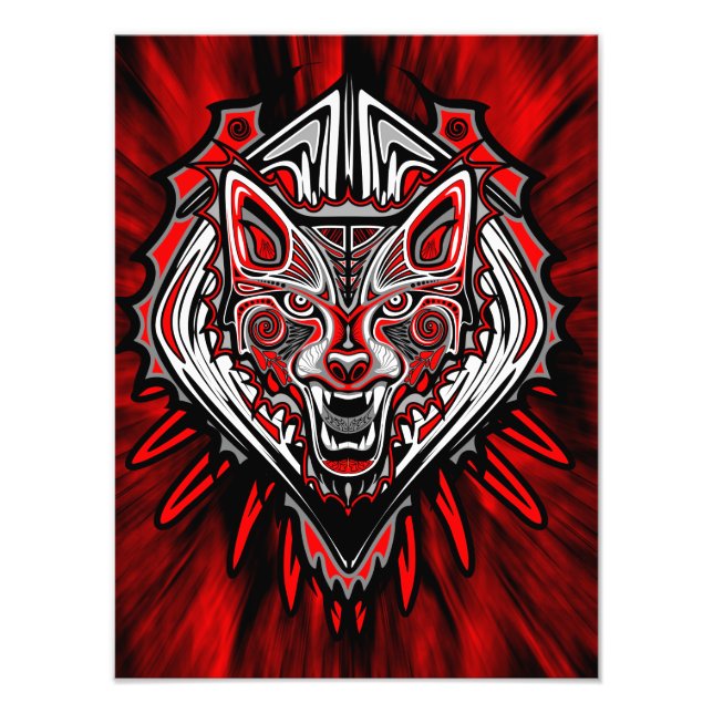 Impression Photo Conception de totem tribal Haida Loup (Devant)