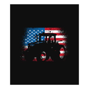 Impression Photo Conception de tracteur drapeau USA pour agriculteu