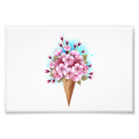 Cône rose Sakura crème glacée gaufre