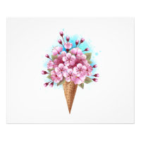 Cône rose Sakura crème glacée gaufre