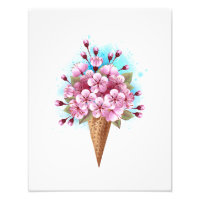 Cône rose Sakura crème glacée gaufre