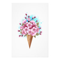 Cône rose Sakura crème glacée gaufre