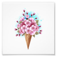 Cône rose Sakura crème glacée gaufre