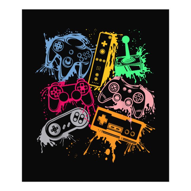 Impression Photo Contrôleurs de console de jeu vidéo Retro 80's 90' (Devant)