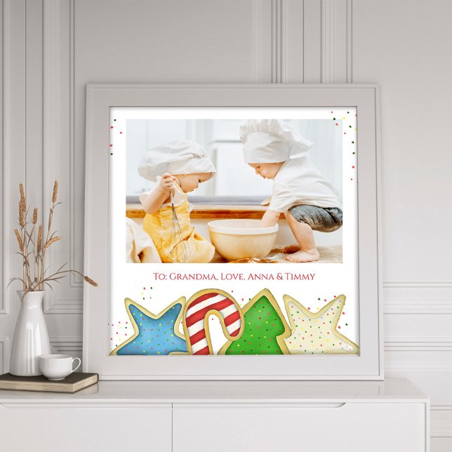 Impression Photo Cookies de Noël colorés Modèle (Christmas cookies whimsical cute photo print with watercolor artwork. )
