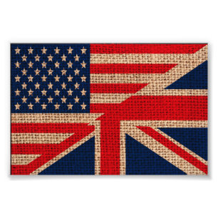 Impression Photo Cool usa union jack drapeaux burlap texture effets