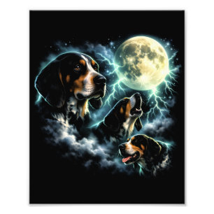Impression Photo Coonhound hurle sous la lune T-shirt rustique de c