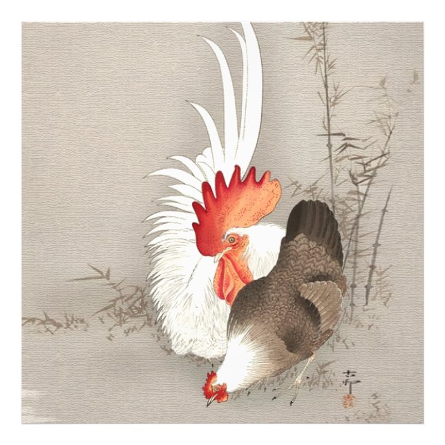 Impression Photo Coq et Poule par Ohara Koson (Devant)
