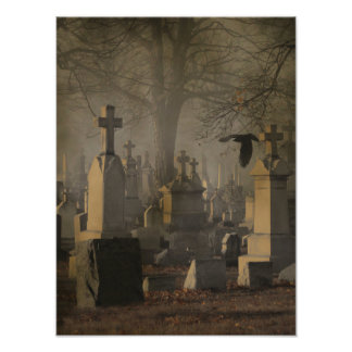 Impression Photo Corneilles du cimetière d'Halloween