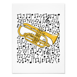 Impression Photo Cornet Musical Notes Cornetist Brass Musicien