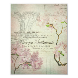 Impression Photo Corset minable de fleurs de manuscrit français