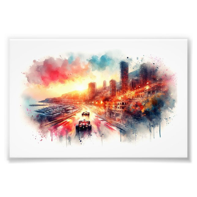 Impression Photo Coucher de soleil au Grand Prix de Monaco,  (Devant)