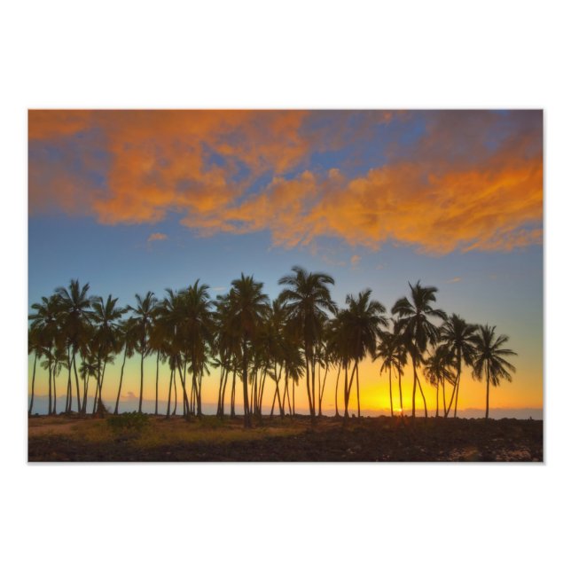 Impression Photo Coucher de soleil au parc national historique Pu'u (Devant)