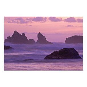Impression Photo Coucher de soleil aux piles marines de la plage de