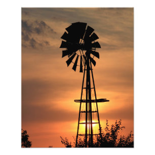 Impression Photo Coucher de soleil coloré du Kansas avec nuages et 