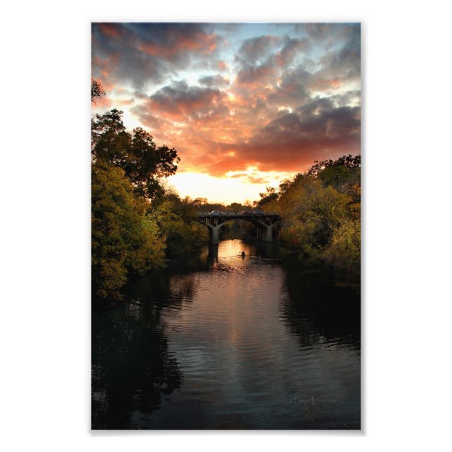 Impression Photo Coucher de soleil de Barton Creek - Austin Texas (Devant)