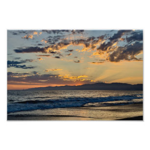 Impression Photo Coucher de soleil de l'heure d'or - Venice Beach, 