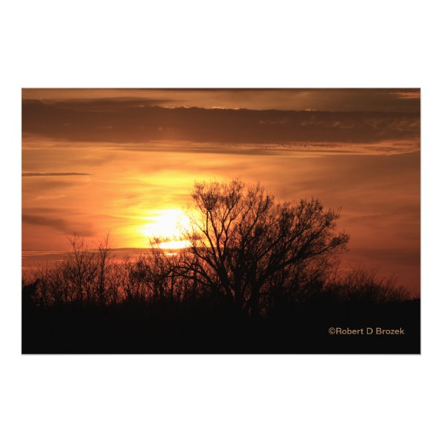 Impression Photo Coucher de soleil du Kansas avec nuages et agrandi (Devant)